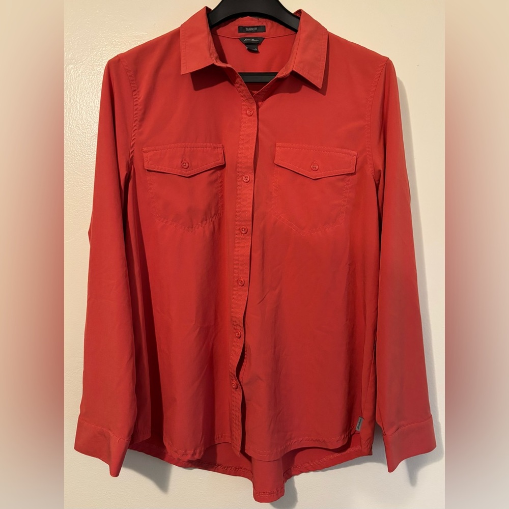 Eddie Bauer Performance Button Down Shirt- L, Salmon color. Great Condition
